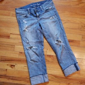 Distressed cropped American Eagle jeans